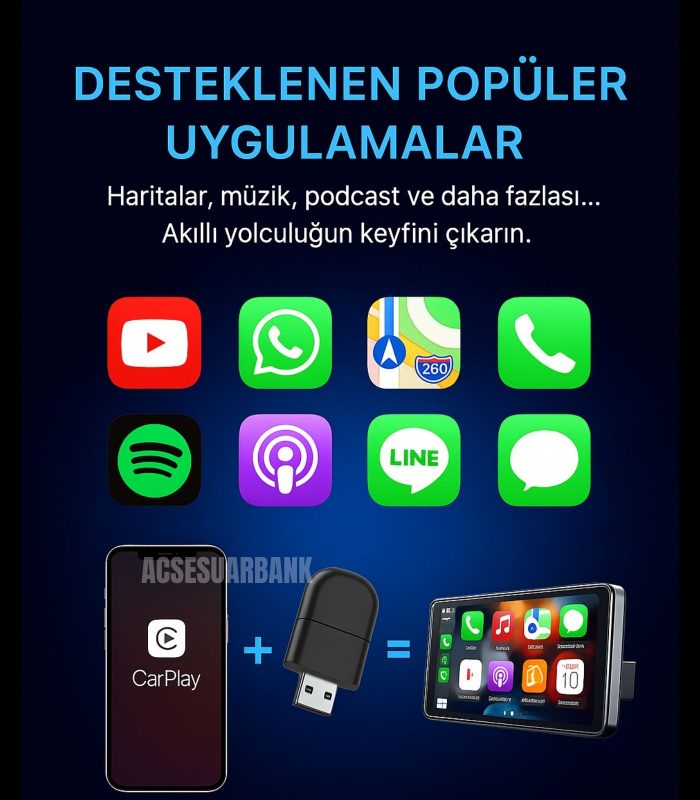 2-in-1 USB Araç İçi CarPlay & Android Auto Cihazı - Görsel 6