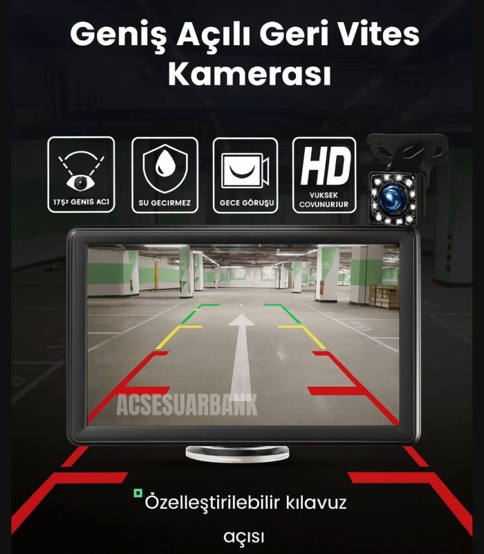 4K Çift Kameralı Araç İçi Multimedya ve Geri Görüş Sistemi