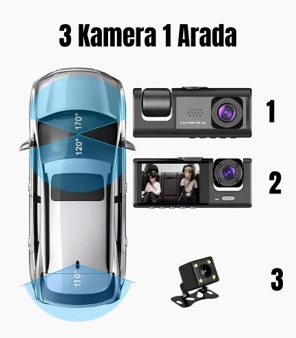 Full HD 1080p Araç Kamerası – Çift Yönlü Kayıt & Ekranlı Dash Cam
