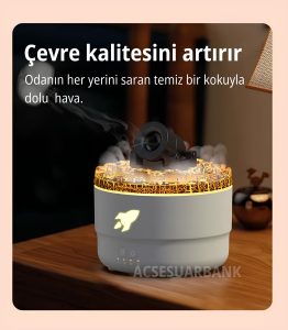 Lav Topu Alev Efektli LED Işıklı Aromaterapi Difüzör
