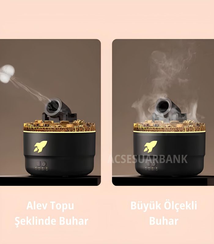 Lav Topu Alev Efektli LED Işıklı Aromaterapi Difüzör