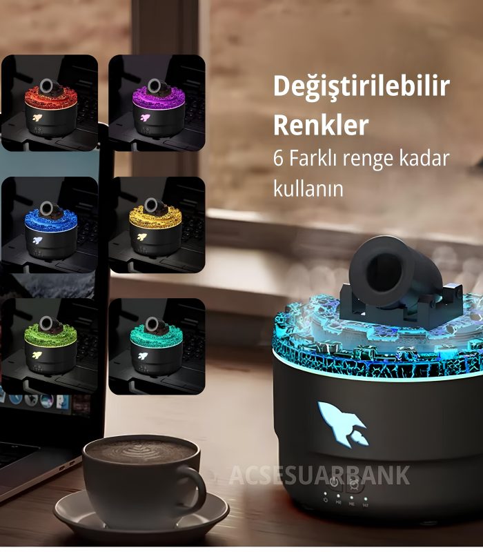 Lav Topu Alev Efektli LED Işıklı Aromaterapi Difüzör - Görsel 7