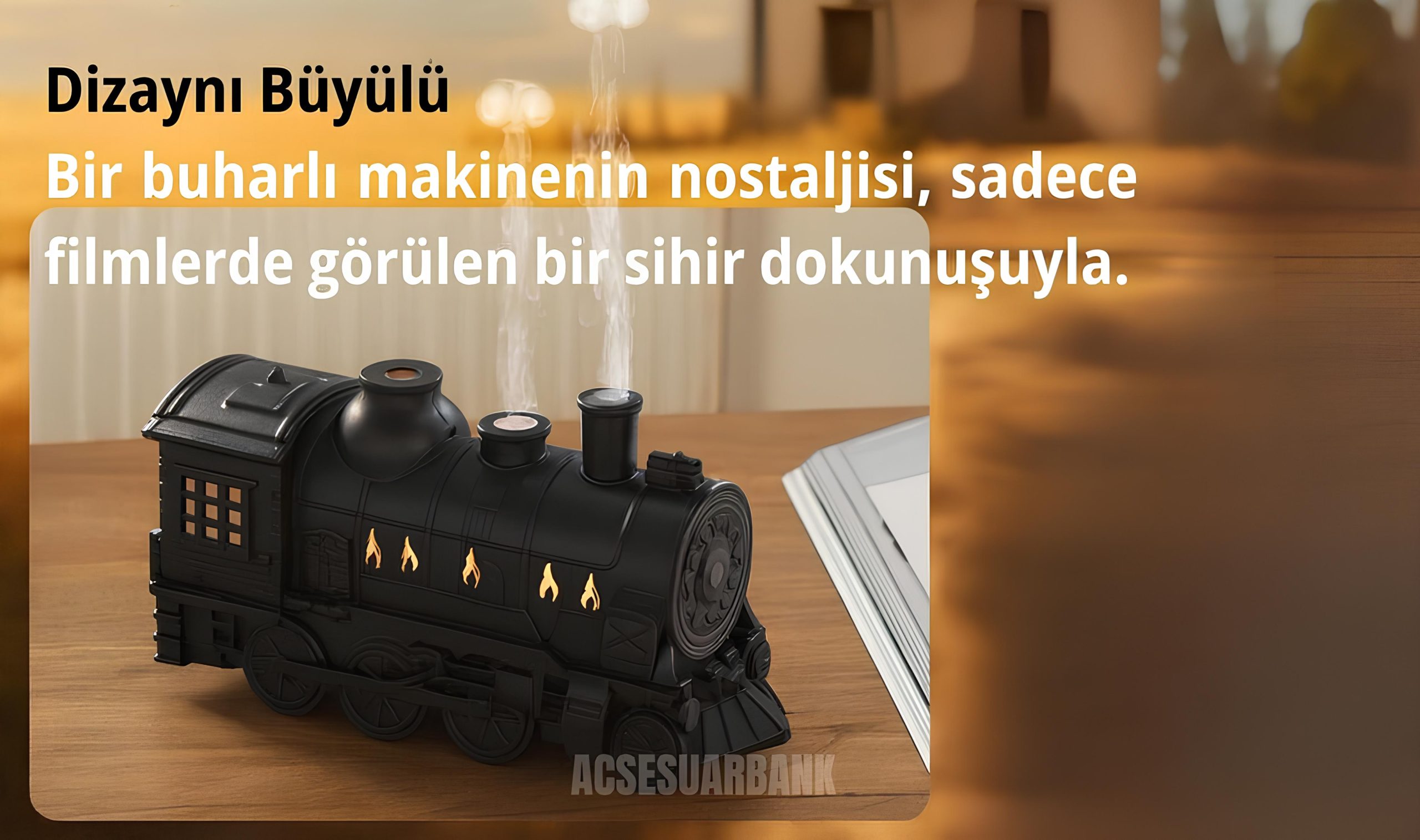 Tren Tasarımlı LED Işıklı Aromaterapi Difüzör