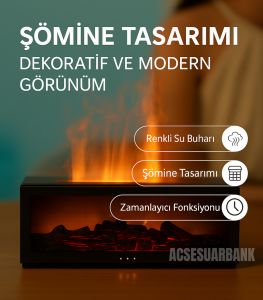 Şömine Tasarımlı LED Işıklı Aromaterapi Difüzör