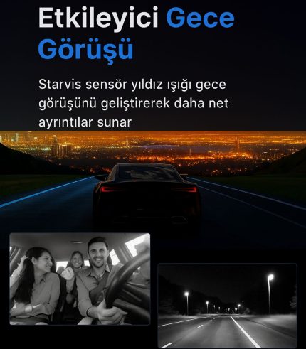 WiFi Özellikli 3 Kameralı Araç İçi Kamera 1296P