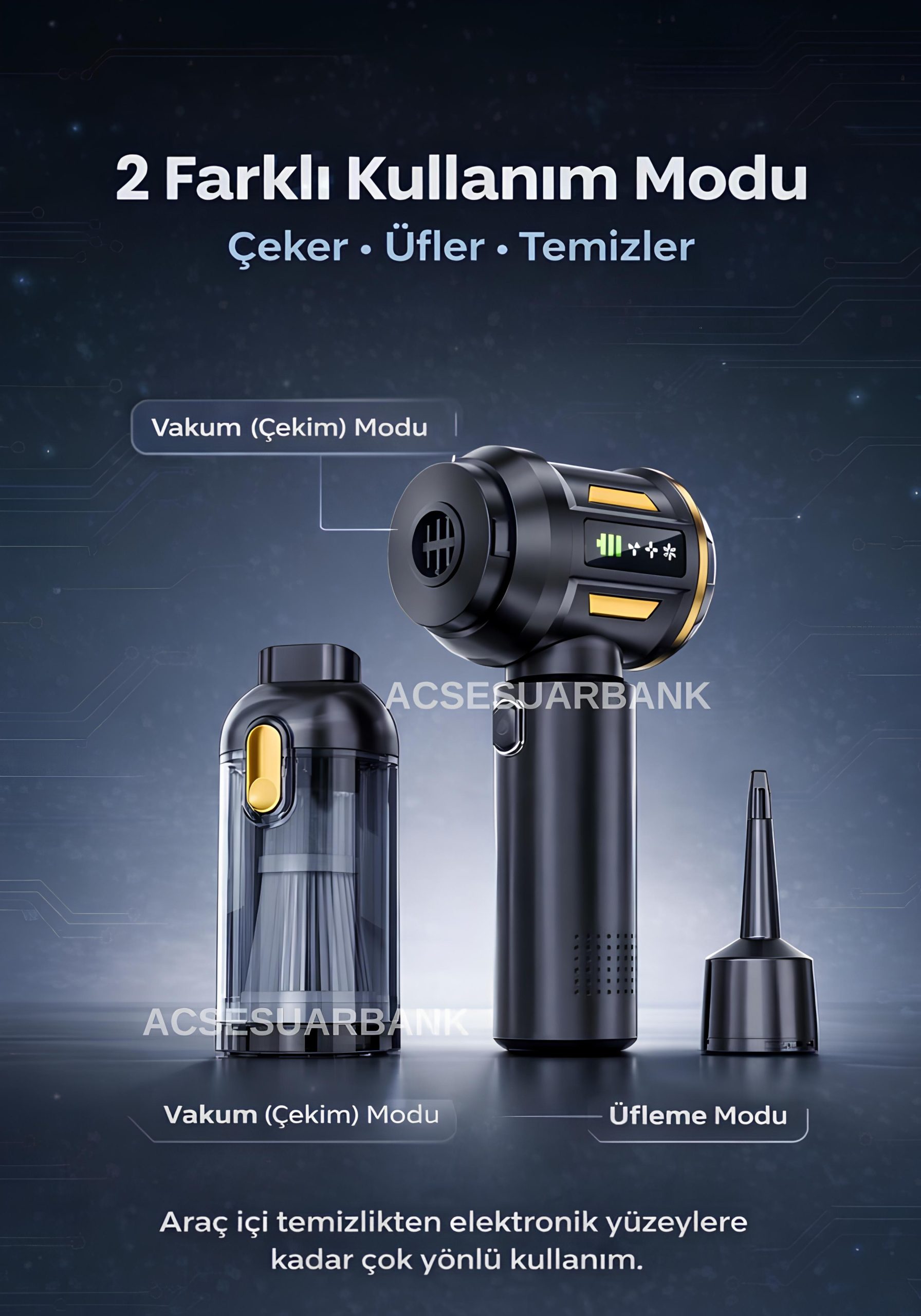 Araç İçi Süpürge 18.000 Pa Güçlü Emiş