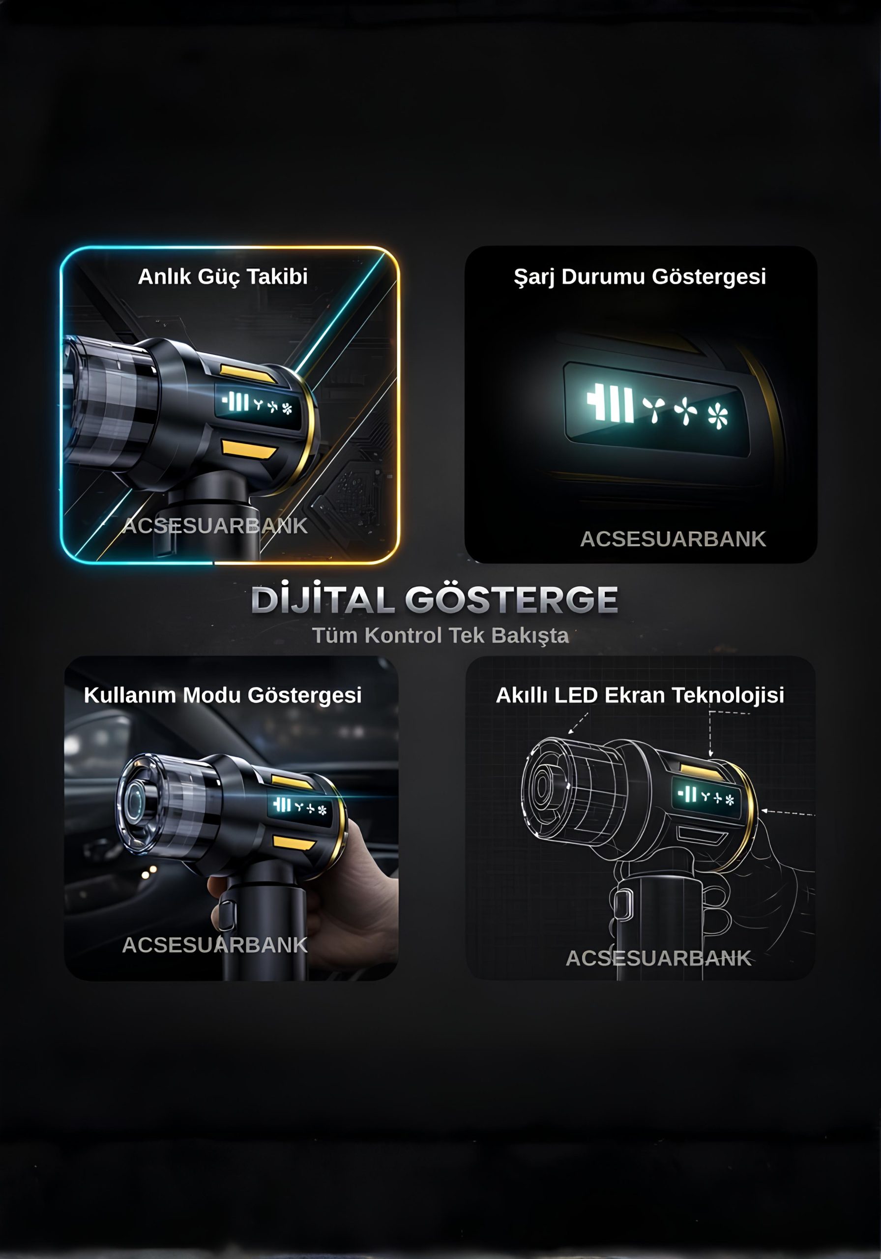 Araç İçi Süpürge 18.000 Pa Güçlü Emiş