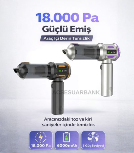 Araç İçi Süpürge 18.000 Pa Güçlü Emiş