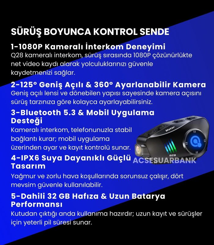 Q28 Kameralı Motosiklet İnterkom