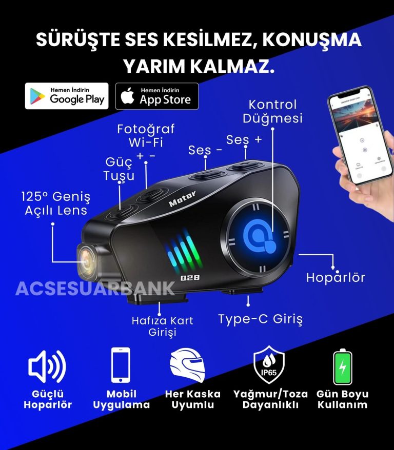Q28 Kameralı Motosiklet İnterkom – Video Kayıtlı Kask İnterkom