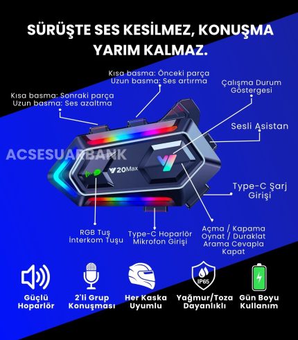 yn20 max y20 max motosiklet interkom