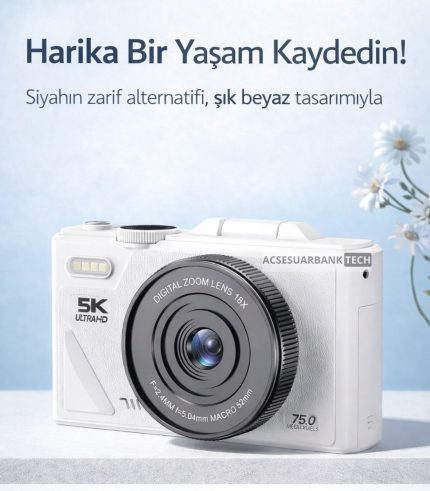 Dijital Fotoğraf Makinesi 5K 75MP – WiFi 18X Zoom Flip Ekran