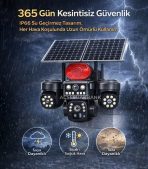 4 Kameralı Dönebilen 4G Solar Güvenlik Kamerası (SIM Kartlı, Gece Görüşlü, Sirenli)