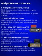 4K Araç İçi Kamera Drive M (Ön + Arka, Geniş Ekran, Kolay Kullanım, WiFi) - Görsel 2