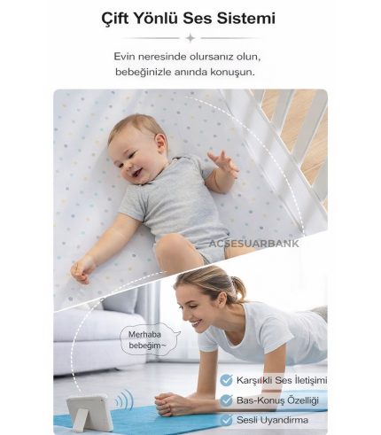 Bebek İzleme Kamerası Monitör - Gece Görüş, Anlık Ses & Görüntü Takibi