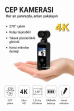 4K Ultra HD Vlog Kamera WiFi 270° Döner Lens Aksiyon Kamerası