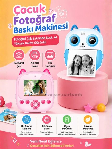 Anında Baskılı Çocuk Fotoğraf Makinesi – Fotoğraf Çek & Anında Yazdır
