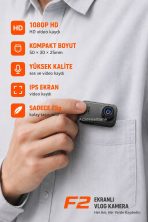 Ekranlı Vlog Kamera F2 – Kompakt Tasarım, Uzun Kayıt Süresi ve Pratik Kullanım