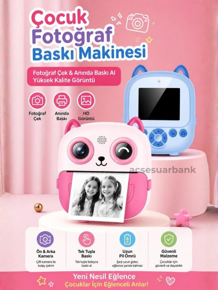 Anında Baskılı Çocuk Fotoğraf Makinesi – Fotoğraf Çek & Anında Yazdır